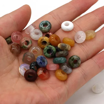  20 kom. Abakus Oblik Perle s Velikim Otvorom Prirodni Ahat Kamen je Besplatan Perle za izradu nakita Ogrlica i Naušnice, Narukvice 5x10 mm