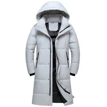  2021 Novi dolazak Zimske dolje jakne Muški kaput Modne obložen toplim 90% bijele dolje jakne na утином пуху za muškarce s kapuljačom Crne duge parka