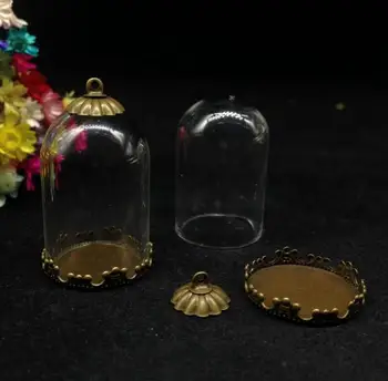  20шт 30*20 mm prozirno zvono oblik stakla cvijet osnovna poklopac set stakleni poklopac za boce sa željama ogrlica privjesak zanat staklene bočice diy poklon