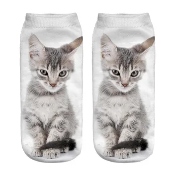  3D Print Božićne čarape za mačke Ženske pamučne čarape s niskim cijevi Harajuku Mače Slatka kratke čarape Svakodnevne Crtani Proljeće-ljeto čarape unisex