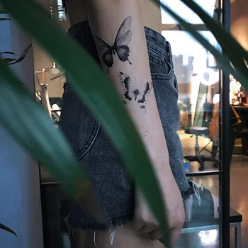  4KOM Black 3D Leptir Privremeni Tattoo Naljepnice za Žene Ruka Body Art Seksi Lažne Tetovaže Vodootporne Naljepnice Privremene Tetovaže