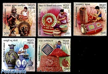  5 Kom./Compl. Nova Poštanska marka Indiji 2018 Keramičke Tepih i Druge Marke narodnih rukotvorina MNH
