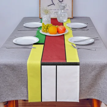  Apstraktni Geometrijski Blok Boji Runner za stol Moderno Vjenčanje Dekoracije Trkači za stolom Maramice Božićni Ukrasi