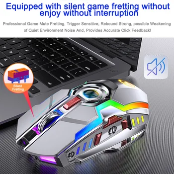  Bežični Miš Punjiva 2,4 G Tiha Gaming Miš 1600 dpi 7 Tipki s led pozadinskim osvjetljenjem, USB Optički Računalni Miš Za PC/Laptop