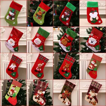  Božićne Čarape Božićnih Ukrasa Za Božićne Dekoracije Čarape Santa Snjegović Nadkoljenice Dječji Božićni Pokloni