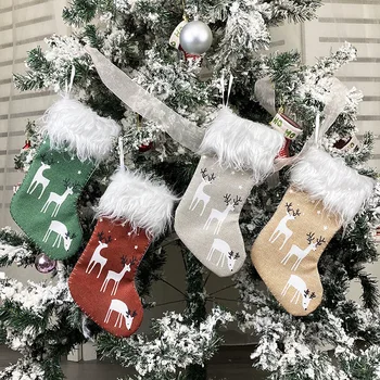  Božićni Ukras Božićne Čarape Poklon torba Djeda Los Božićno Drvce Privjesak i Ukras za Dom 2022 Novu Godinu i Božić Навидад