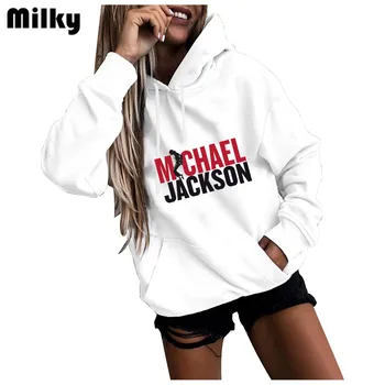  Casual Moda Estetski Zabavna majica sa kapuljačom s urezima Michael Jackson MJ OLODUM Ženski veste s dugim rukavima Prevelike majice veste
