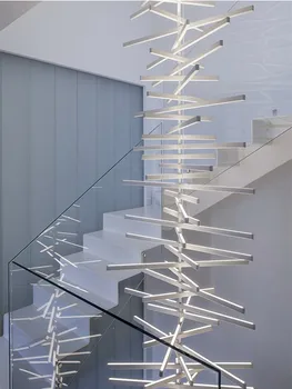  Crni LED Luster Za Stepenice Moderni Dnevni boravak Blagovaonica Kuhinja Otoku Stol Viseći Svijećnjak Skandinavski Potkrovlje Sjajne Svjetiljke