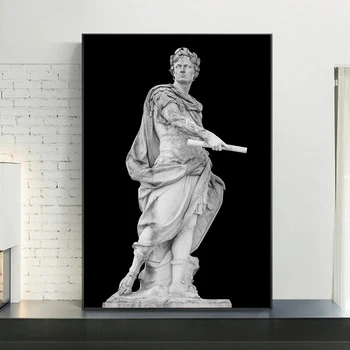  Crno - bijeli Rimski Car Julije Skulptura Poster Kip Cara Platnu Slikarstvo Zid Umjetnost Slika za uređenje Dnevnog boravka