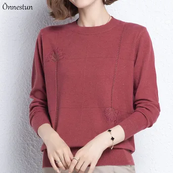  Džemper Za žene Jesen-proljeće Pulover pletene džemper u korejskom stilu dugih rukava Top Pull Femme ravnici veste