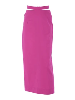  GCAROL 2022 Za žene Visoka elastična выдалбливают suknja-pupoljak хлопковая suknja s mirisom na bedrima Vintage Maksi seksi haljinu s prorezom Duga suknja tamno-roza