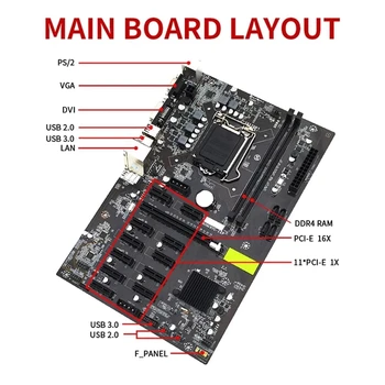  Kit matične ploče za майнинга B250 BTC Combo USB3.0 PCIE X16 LGA 1151 Procesor DDR4 Grafička kartica G3900 CPU ventilator za hlađenje ETH Miner