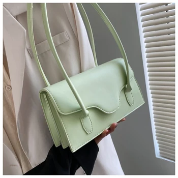  Korporativni Dizajn Jednostavna torba od umjetne kože na ramenu pod pazuhom za žene 2021 Ljeto Zeleno Žuta Slatka Torbe i torbice