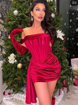  Kvalitetan Božićni haljina 2022 godine s otvorenim ramenima Maksi haljina Donje plavo seksi večernje haljine Сетчатое Večernjih haljina za klub slavne osobe