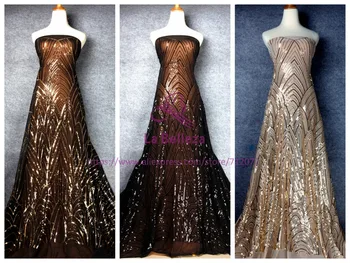  La Belleza 1 yard zlatni/crne šljokice na podatnom zabio čipke platno s vezom za tkanine haljine širine 51 centimetar