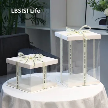  LBSISI Life 4 6 8 10-inčni Prozirna Kutija Za Tortu za Rođendan, Vjenčanje u Božićni domjenak Visoka Okrugla Kutija Za Pakiranje Kolača