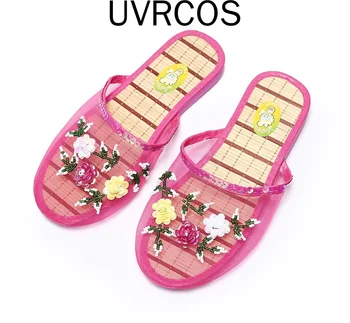  Ljetne Nove domaće ženske papuče, Sandale sa šljokicama cvijeće Flip-flop Klasicni Prozračna mrežica Kućna obuća Modni slajdova Cipele