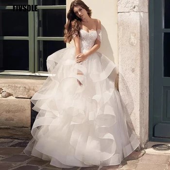  Loptu haljina s pet стельками vjenčanica 2022 Multi-slatka s otvorenim ramenima Čipka aplicirano na čipka-up Straga vjenčanicu Vestidos De Noiva