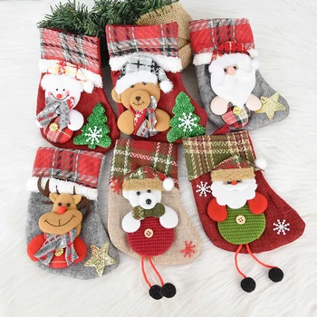  Male Božićne Čarape Djed Mraz Jelenji Čarape Dječje Darove Vrećicu Bombona Božićni ukras za dom Božićno Drvce Viseći Ukras