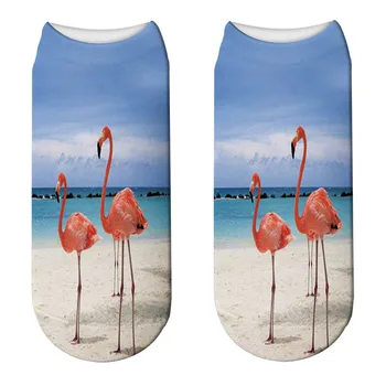  Najmanje 1 par pamuk flamingo čarape 3D tiskanih crtani božićne čarape, Ženske popucali gležanj Havaji moda čarape