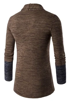  Novi muški Kardigan džemper Patchwork Linija Kontrastne Boje Bez ovratnika Tanak Univerzalni Uzročno Moderan Muški Kaput Plus Size