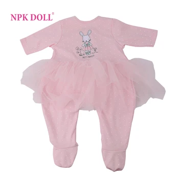  NPKDOLL Reborn Odjeća za lutke 0-3 mjeseci Haljina za djevojčice soft Pink prozirna suknja Slatka Zec 22 cm 55 cm Novorođene girl