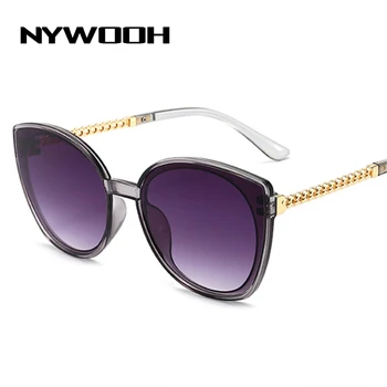 NYWOOH Berba sunčane naočale s кошачьим okom Ženske preveliki gradijent ispunjava nijanse Ženske Sunčane naočale s šuplja metalnim lancem Dizajn