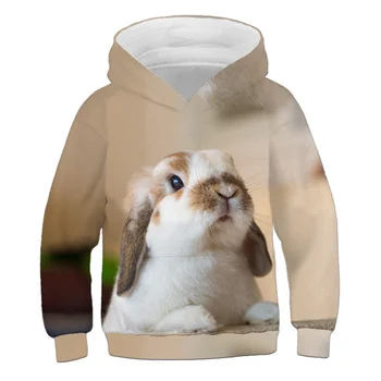  Odjeća za djevojčice Slatka Zec Rabbit 3D Print Hoodies Dječje veste Kaput, Džemper za djecu Uske Duge majice za male dječake