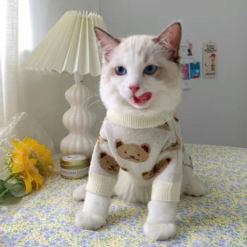  Odjeća za pse i mačke Slatka Crtani film Medvjed Mačke Odjeća za kućne mačke Topli Džemper Hoodies Soft Kitty Kitty Odjeću za mačke Ropa Perro