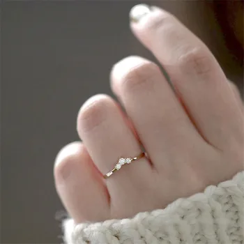  Pomoćnik 925 Sterling Srebra Korejski Cirkon Srce Otvaranje Podesiv Prsten Žene Slatki Romantični Svadbeni Poklon Nakit Veleprodaja