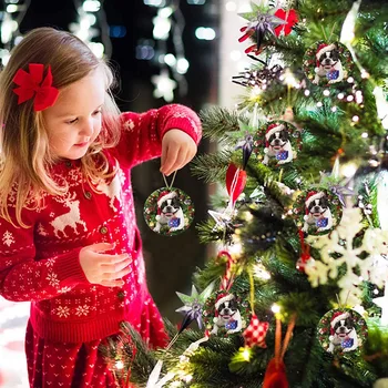  Slatka Drveni Mini Štene Tiskani Privjesak Nakit Dječji Poklon Igračke za Božićni domjenak Ukrašavanje Božićnih Drvca B1