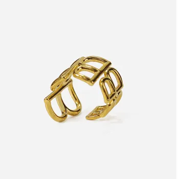  SRCOI Široko Poseban naziv Podesiv prsten sa slovom B u stilu hip-hop Novi Dizajn Zlatnu boju Otvoreno pretjerano prsten Ženski nakit College