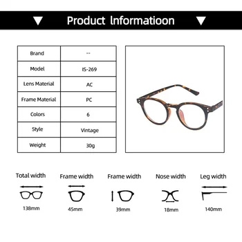  Trend stil Prozirne Okrugle naočale u okvirima Za žene s prozirnim staklima Naočale za kratkovidnost Berba muške naočale za botaničare u optički оправах Naočale