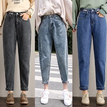  Trendi ženski jeans Baršun Debele ženske sportske hlače Slobodan Hlače srednje struka sa širokim штанинами Dužine do gležnja Zimske tanke hlače