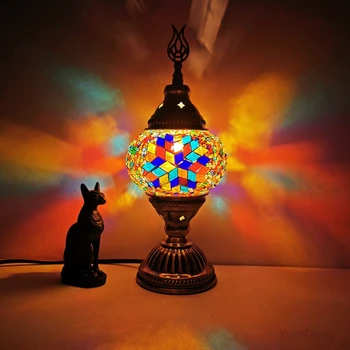  Turska Mozaik Stolne Lampe Stare Vitraž Tiffany Lampe Led Noćne Svjetiljke Spavaća Soba Noćni Svjetiljke Kućni Dekor