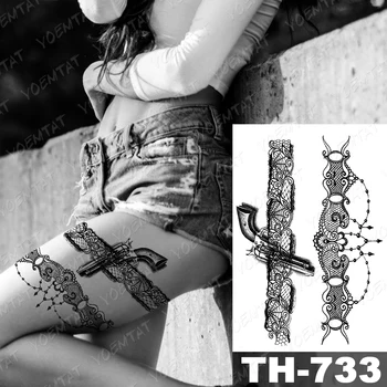  Vodootporno Privremeni Tattoo Naljepnice Crne Čipke Cvijet Paukova Oružja krug Cool Flash tetovaže Ženska Ruka Body Art Lažne Tetovaže za muškarce