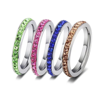  Vruće prodaju šarene s ljepljive буровым prstenom za bušenje prljavštine Muškarci Žene Nehrđajućeg čelika CZ kamen Crystal Zaručnički prsten modni dodaci