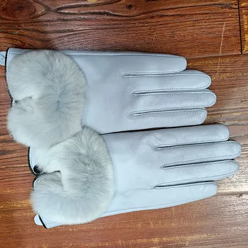  Zimske ženske rukavice od prave ovčje s mnogima od krzna zeca Rex Modni tople ženske rukavice za ruke Femme
