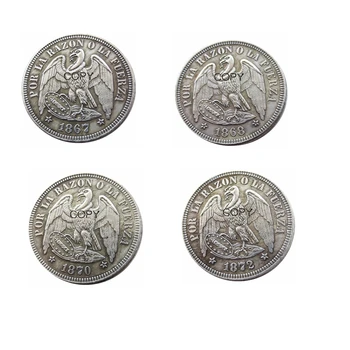  Čile 1867-1872 4 Godine Dodatno 0,5 PEZO Posrebreni Fotokopirni kovanice