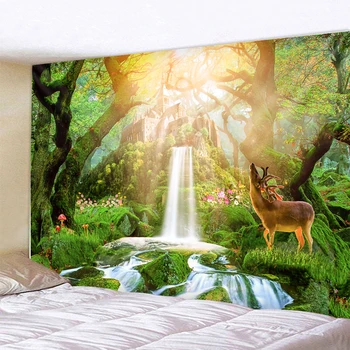  Šuma falls tapiserija lijepa šuma psihodelični dvorac falls tapiserija dnevni boravak spavaća soba predmete doma dekor