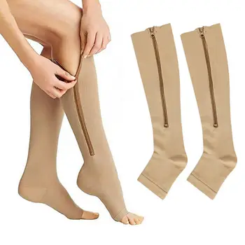  Ženske kompresije čarapa na munje s otvorenim Vrhom Sprečavaju proširenih vena, Čarape s rukavima za noge