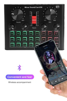  Микрофонная Zvučna kartica Serije D6 Za pjevanje i emitiranje Kompletnu opremu TIKTOK Izravni prijenos Bežična Bluetooth veza