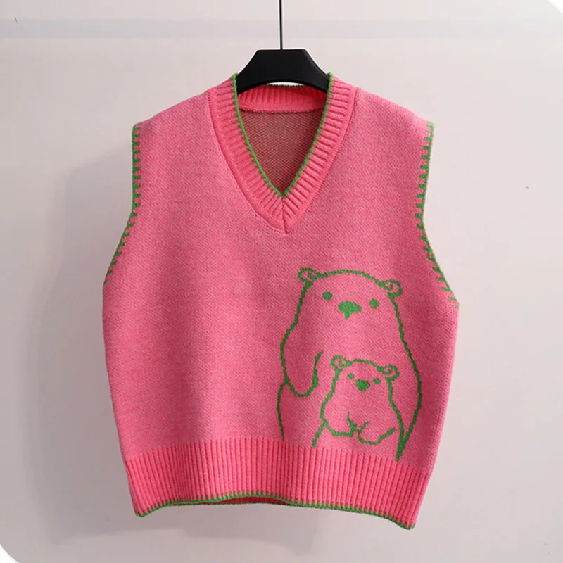 من حسن الحظ أن بعناية متشكك  Azyt jesen v-neck za žene džemper, prsluk moda crtani ispis za žene pulover  prsluk 2021 casual šik pletene jakna bez rukava ženski | shop /  Belcourd.co.uk